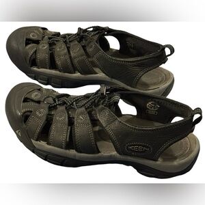 Keen Newport Leather Sandals Black Gray Mens Sz 11 Hiking Outdoor